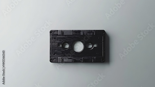 Dark audio cassette tape on white background