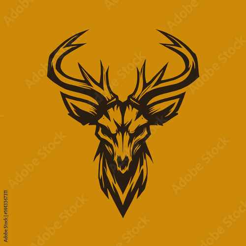 Aggressive Deer Skull Head Mascot Vector Illustration