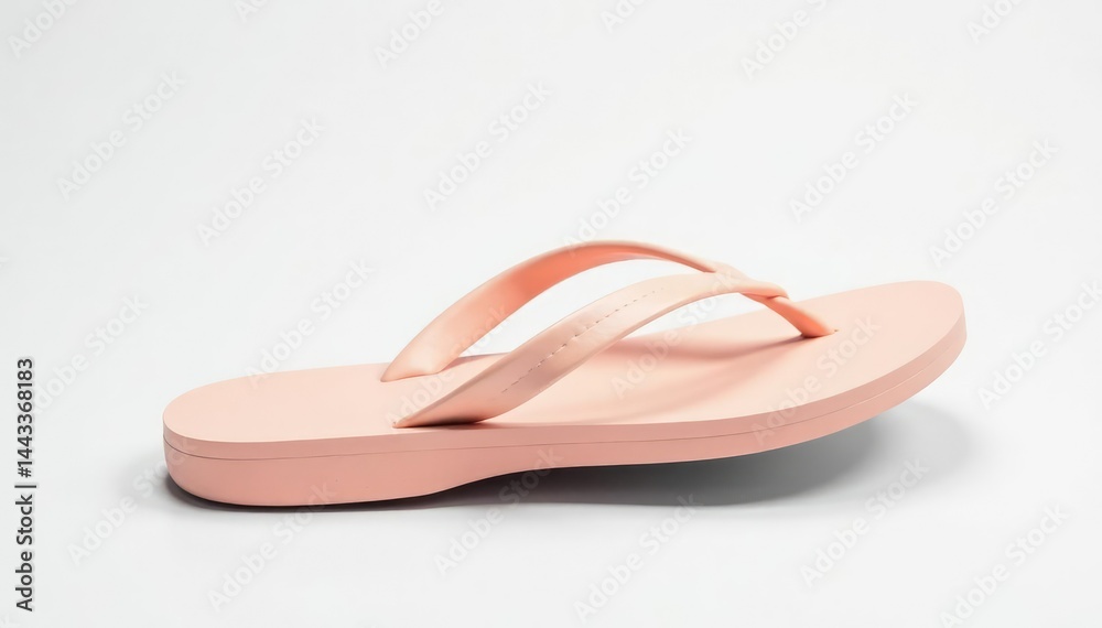 Fototapeta premium Side view of a single flip-flop against a pure white backdrop , photography, single