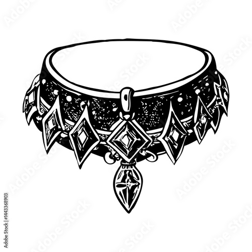 Gothic choker illustration showing in vintage style