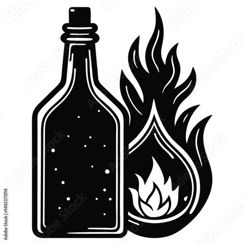 Water Bottle and Flask Canteen, thermos, collapsible water container Vector silhouette