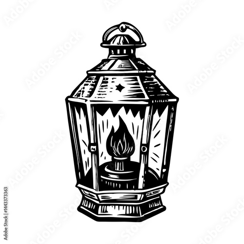 Gothic lantern illustration in vintage style
