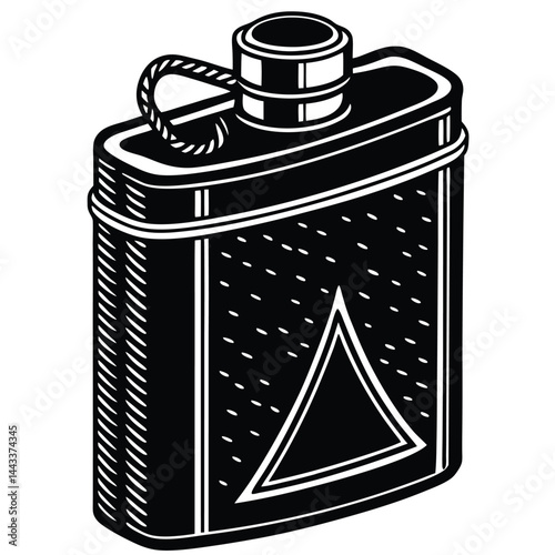 Water Bottle and Flask Canteen, thermos, collapsible water container Vector silhouette