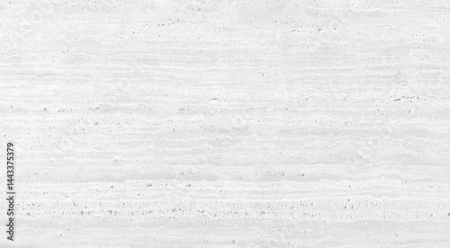 close-up of a white travertine stone surface, revealing its natural texture characterized by horizontal veins, porous details, and subtle variations in light white and grey tones. interior material.