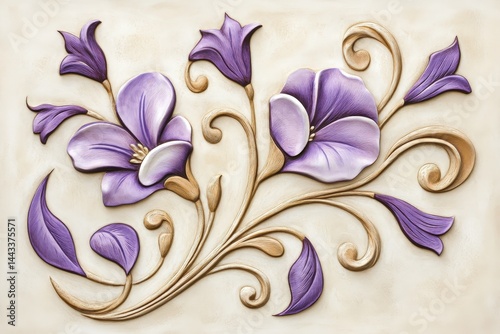 Elegant floral design in embossed style.