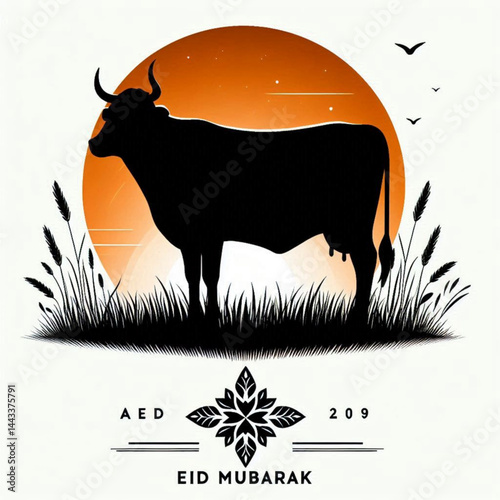 Cow silhouette in a field cow vector cow illustrated cow icon silhouette white background 