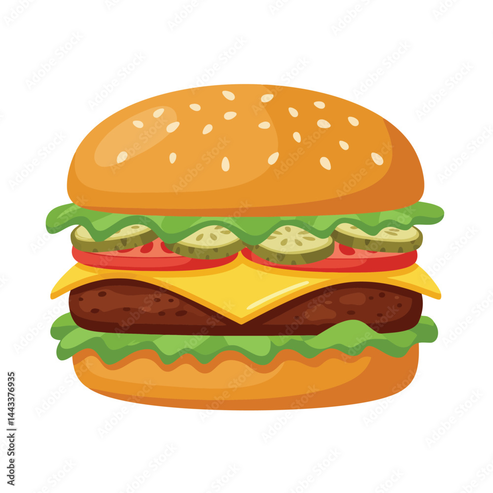 2D flat vector illustration hamburger isolated on a white background. 2D flat vector illustration hamburger isolated on a white background.