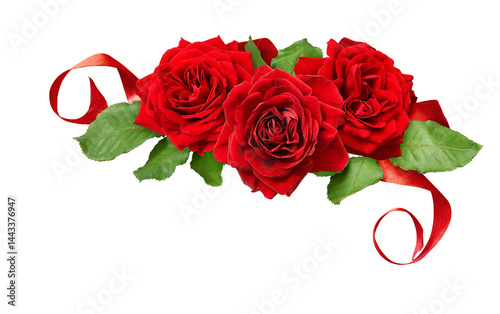 Red rose flowers and satin ...