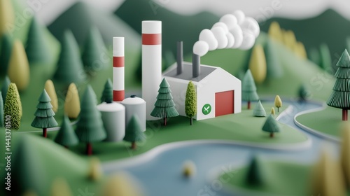 Obraz na płótnie Rare Earth Sustainable Concept, 3D Rendered Visualization of Rare Earth Supply Chains in a Scenic Industrial Landscape w salonie