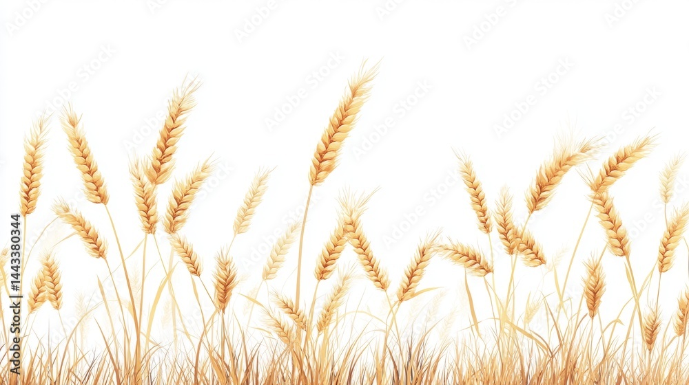 Obraz premium Wheat stalks on a white background. Great for designs, easy to cut out. Everything is in focus. 