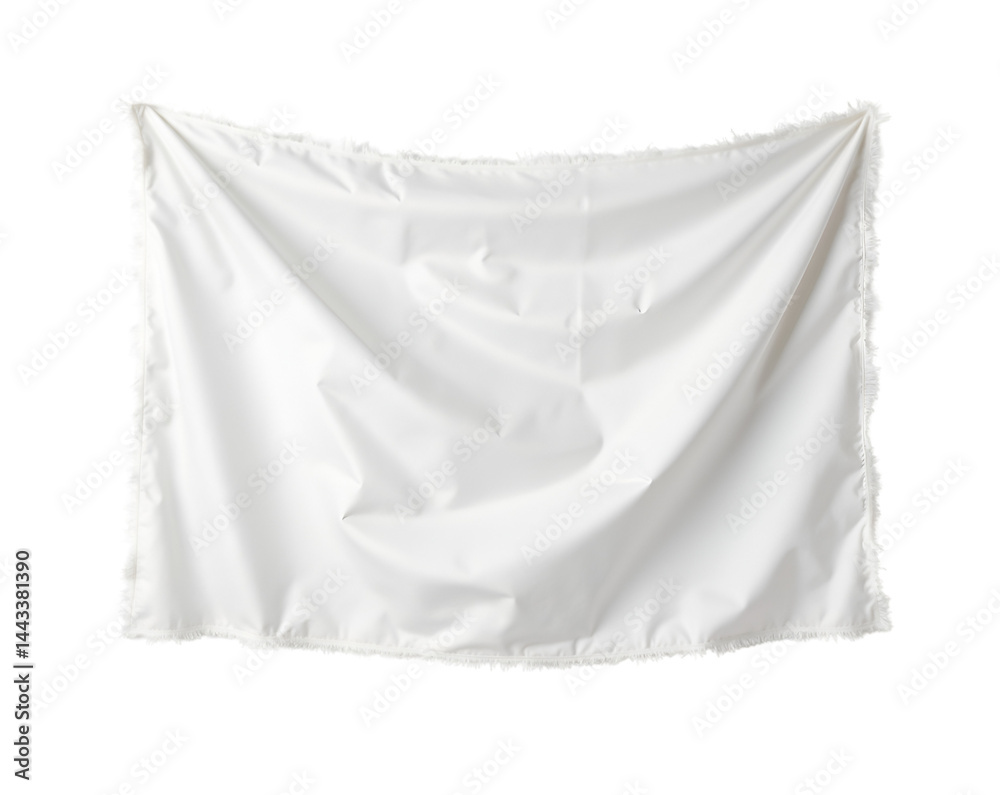Detailed close-up of a pristine white blank flag with frayed edges, capturing its texture and simplicity against a contrasting canvas, ideal for various applications Detailed close-up of a pristine white blank flag with frayed edges, capturing its texture and simplicity against a contrasting canvas, ideal for various applications
