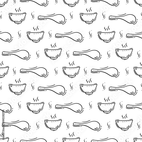 kitchen utensil pattern. kitchenware seamless pattern. doodle kitchen background