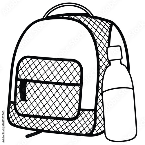 Water Bottle and Flask Canteen, thermos, collapsible water container Vector silhouette line art 