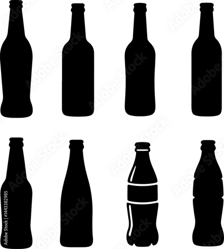 collections of beer bottles silhouettes vector illustration