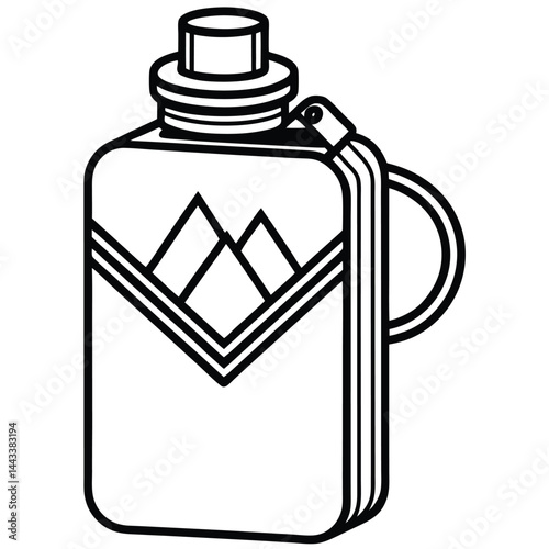 Water Bottle and Flask Canteen, thermos, collapsible water container Vector silhouette
