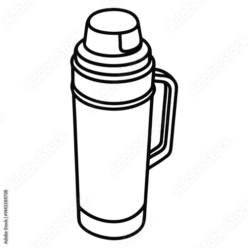 Water Bottle and Flask Canteen, thermos, collapsible water container Vector silhouette