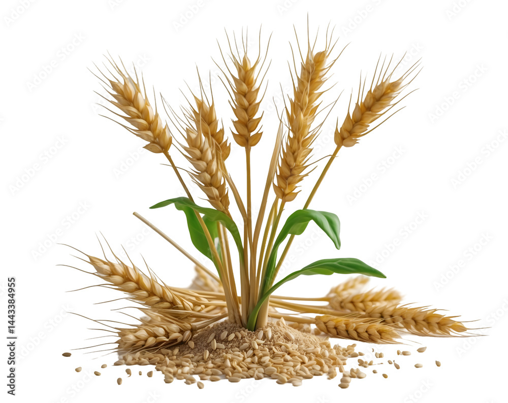 Fototapeta premium Detailed Illustration Showcasing Wheat Seedling and Sprout Development for Agricultural and Botanical Studies emphasizing growth and vitality
