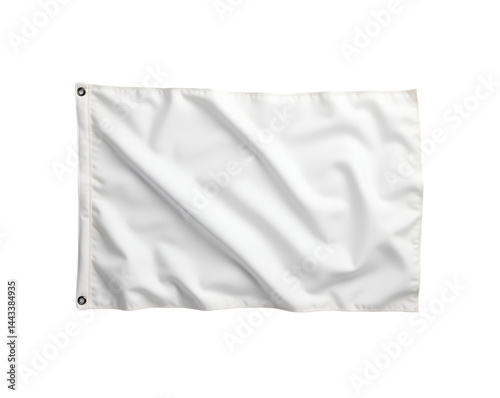 Detailed image showcasing the flowing fabric of a pristine white flag against a solid backdrop, perfect for versatile graphic applications and design mockups