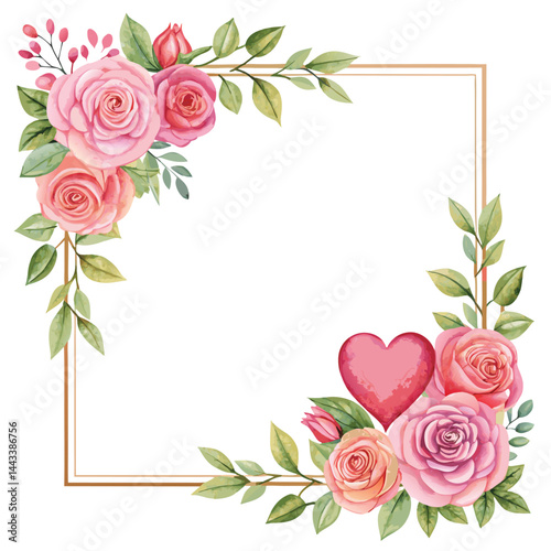 Happy anniversary day Corner frame with watercolor