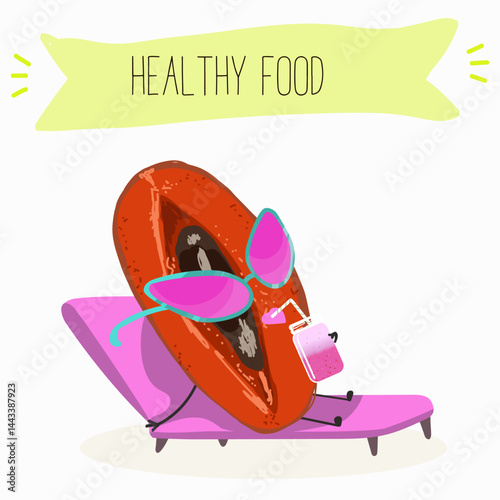 Mamey, mammea, mammee fruit. Natural vitamin antioxidant detox food collection. Vector hand drawn illistration.