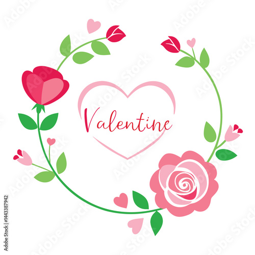 Floral creeper and flowers valentines day frame with watercolor