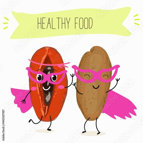 Mamey, mammea, mammee fruit. Natural vitamin antioxidant detox food collection. Vector hand drawn illistration.