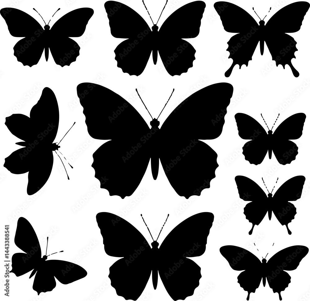 collections of butterfly silhouettes vector illustration collections of butterfly silhouettes vector illustration