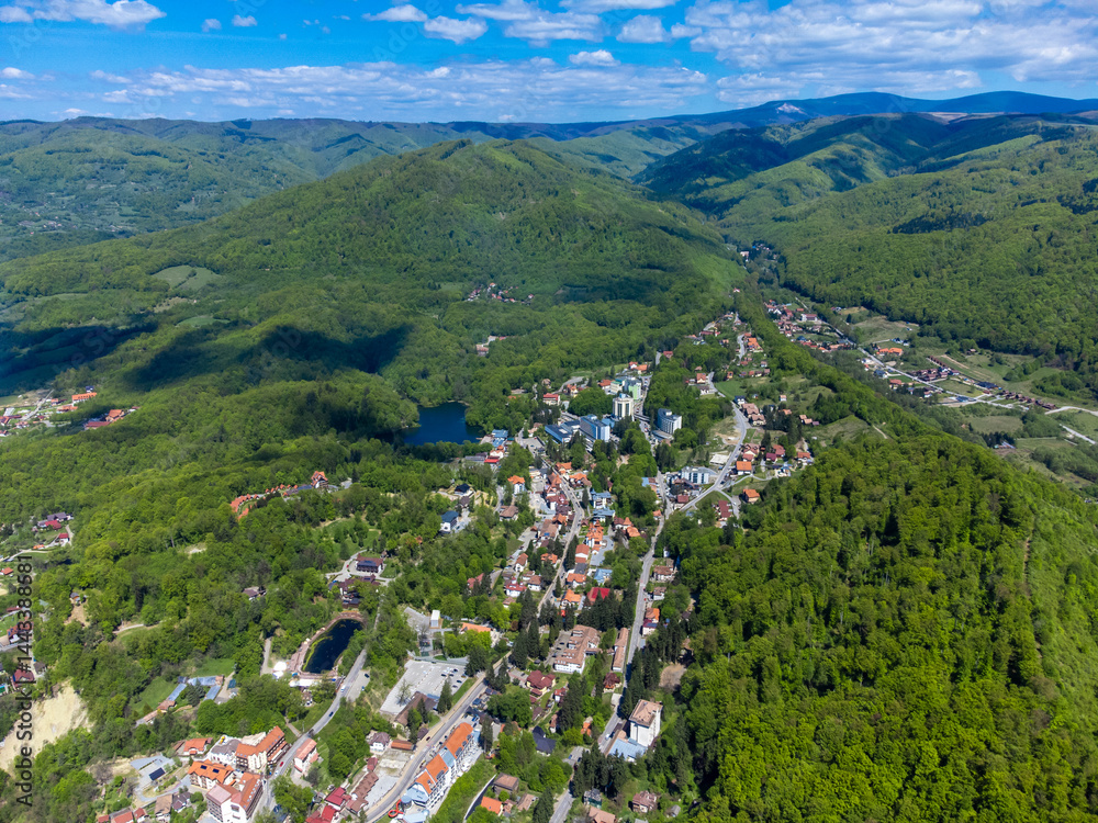 Sovata resort - Romania seen from above in summer