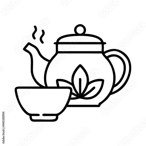 Teapot and Cup Icon — Natural Remedy, Herbal Tea, Wellness Symbol