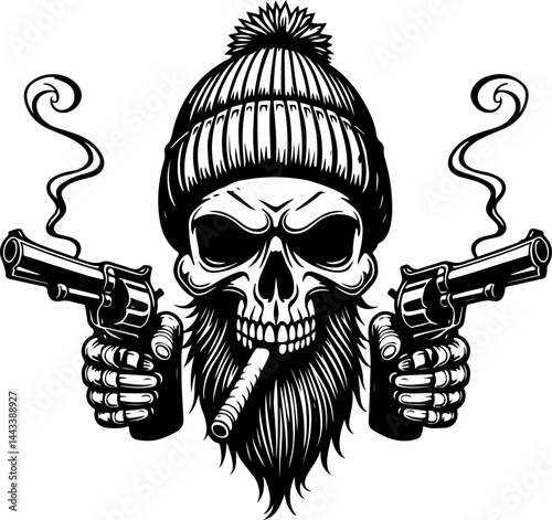 Pirate Skeleton with Pistol vector
