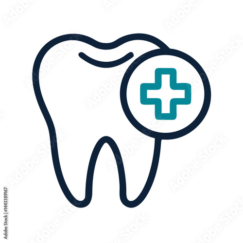 Tooth with Medical Cross Icon — Dental Care, Oral Health, Dentistry Symbol