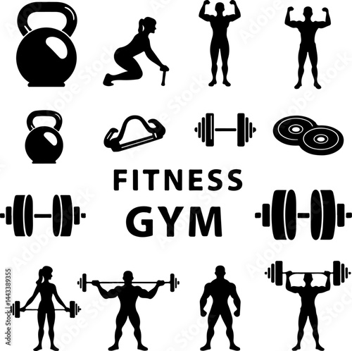 Bodybuilder with Barbell and Weights gym vector