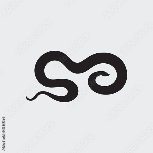 Snake icon black silhouette on white background. snake icon in flat, Anaconda vector clip art vector template.