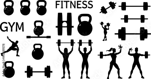 Bodybuilder with Barbell and Weights gym vector