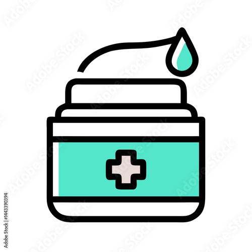 Topical Cream Jar with Medical Label Icon — Skincare, Medicine, Healthcare Symbol