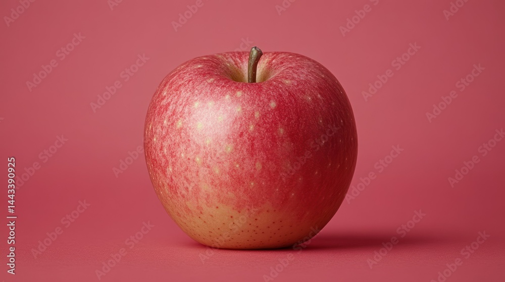 Single red apple on vibrant pink background Single red apple on vibrant pink background