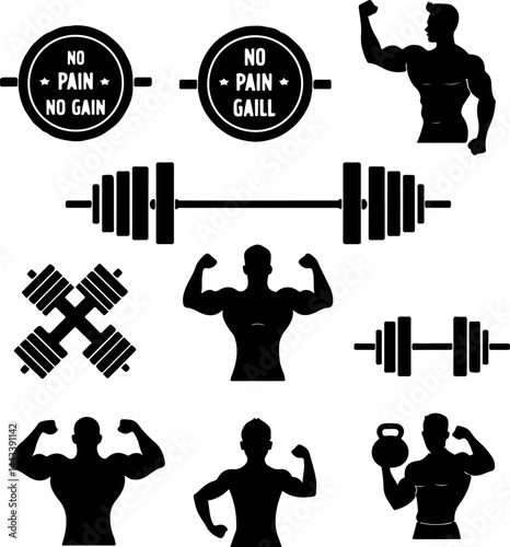 Bodybuilder with Barbell and Weights gym vector