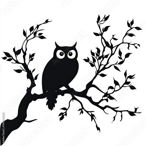 owl silhouette , black and ...