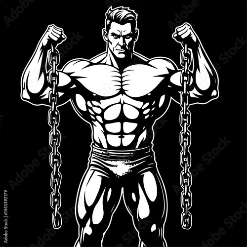 Bodybuilder with Barbell and Weights gym vector