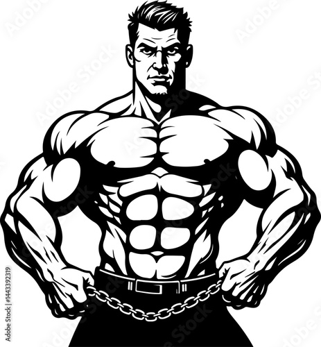 Bodybuilder with Barbell and Weights gym vector