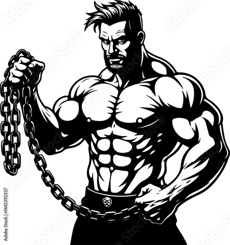 Bodybuilder with Barbell and Weights gym vector