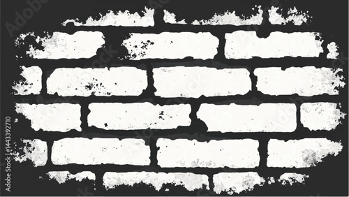 Black and white tone Brick wall background. A black and white brick wall texture with a grungy, distressed look. 