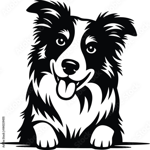 Border Collie Dog Black Silhouette Vector Graphic.
