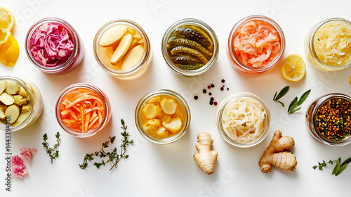 Wallpaper Mural Assorted Fermented Vegetables  Jars of Sauerkraut  Kimchi  Pickles  and More Torontodigital.ca