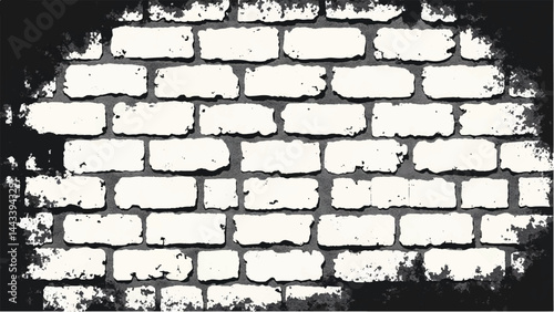 Black and white tone Brick wall background. A black and white brick wall texture with a grungy, distressed look. 