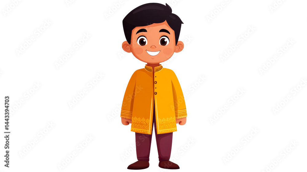 Indian boy character in traditional dress, cut out transparent Indian boy character in traditional dress, cut out transparent