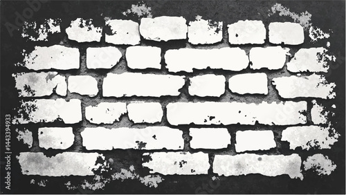 Black and white tone Brick wall background. A black and white brick wall texture with a grungy, distressed look. 