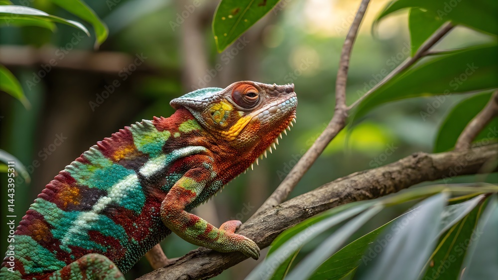 Fototapeta premium Panther Chameleon on Branch