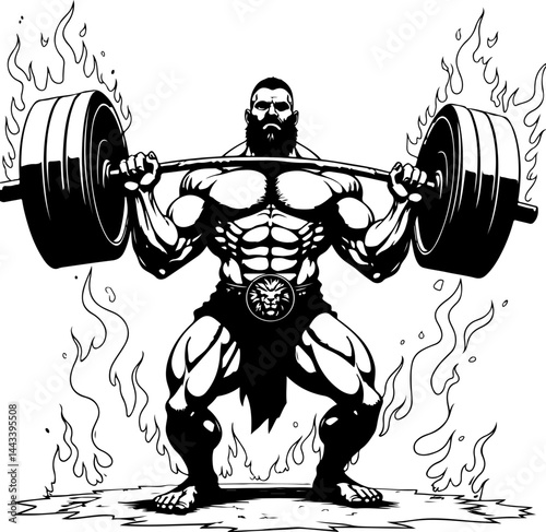 Bodybuilder with Barbell and Weights gym vector