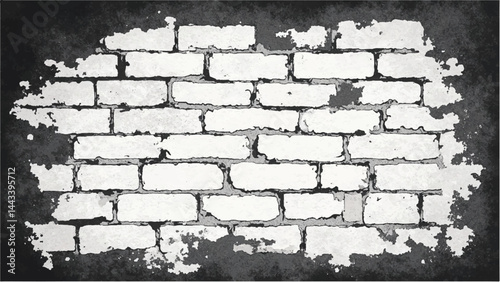 Black and white tone Brick wall background. A black and white brick wall texture with a grungy, distressed look. 